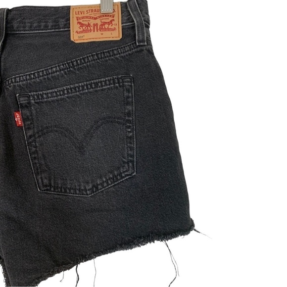 Levis 501 High Waist Cut Off Jean Shorts Size 29 Black - Picture 6 of 9